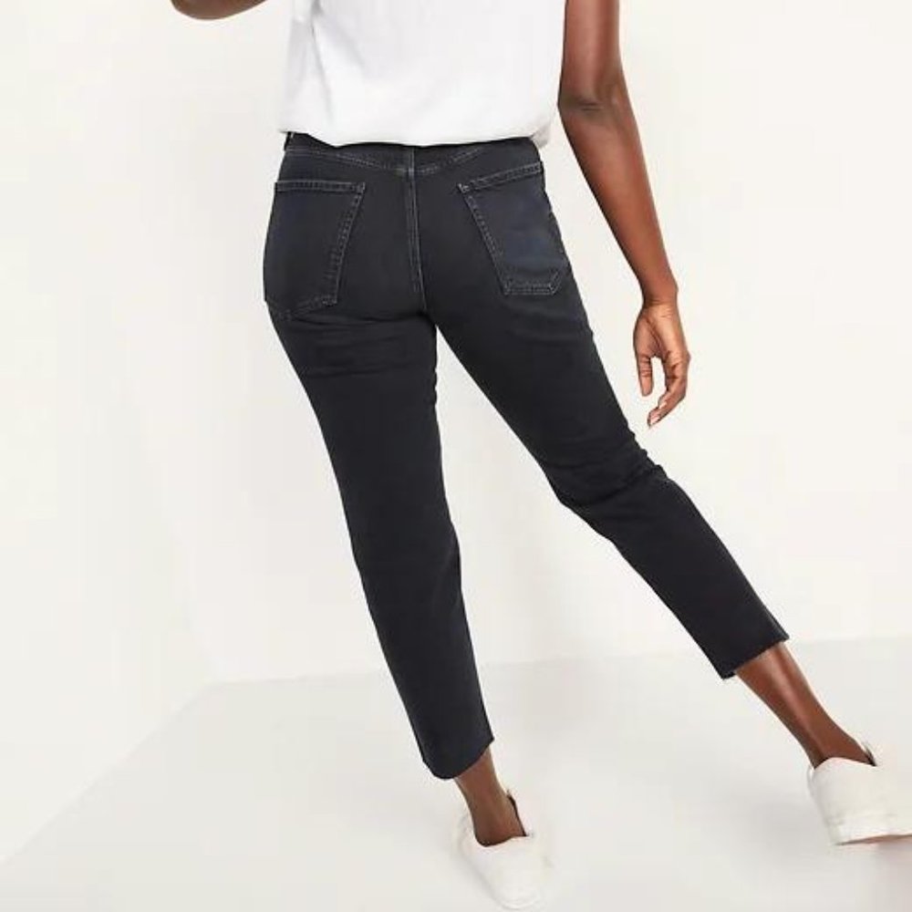 Old Navy High-Waisted O.G. Straight Button-Fly Cut-Off Jeans for Women New - Picture 4 of 6
